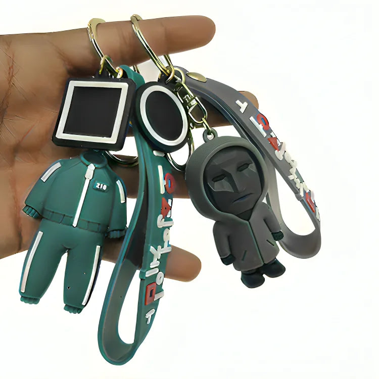 3D Squid Game Keychains Front Man & Players 456 & 218 (Pack of 3)