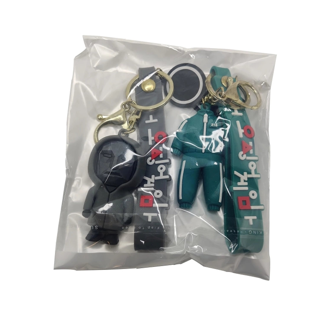 3D Squid Game Keychains Front Man & Players 456 & 218 (Pack of 3)