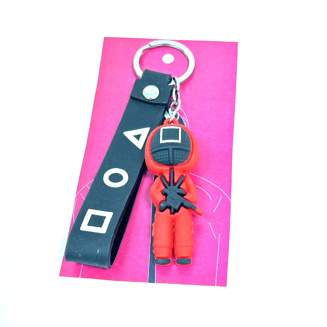 3D Squid Game Pink Soldier with Gun Keychain