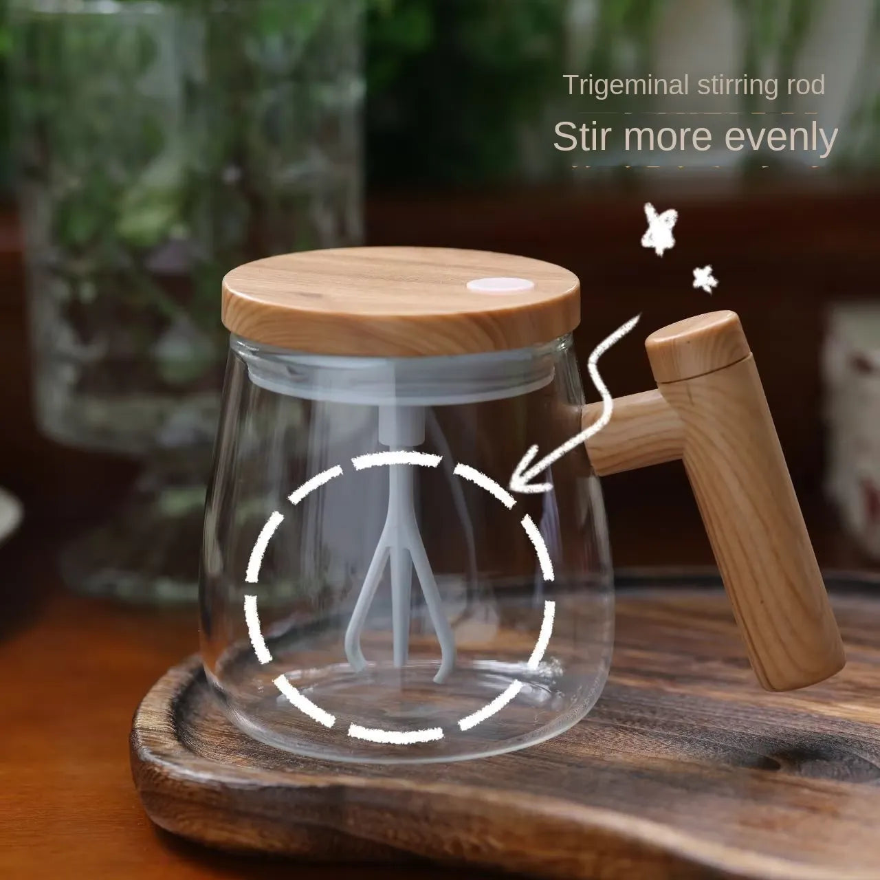 Coffee Tumbler Battery Milk Shake Cup With Wood Handle