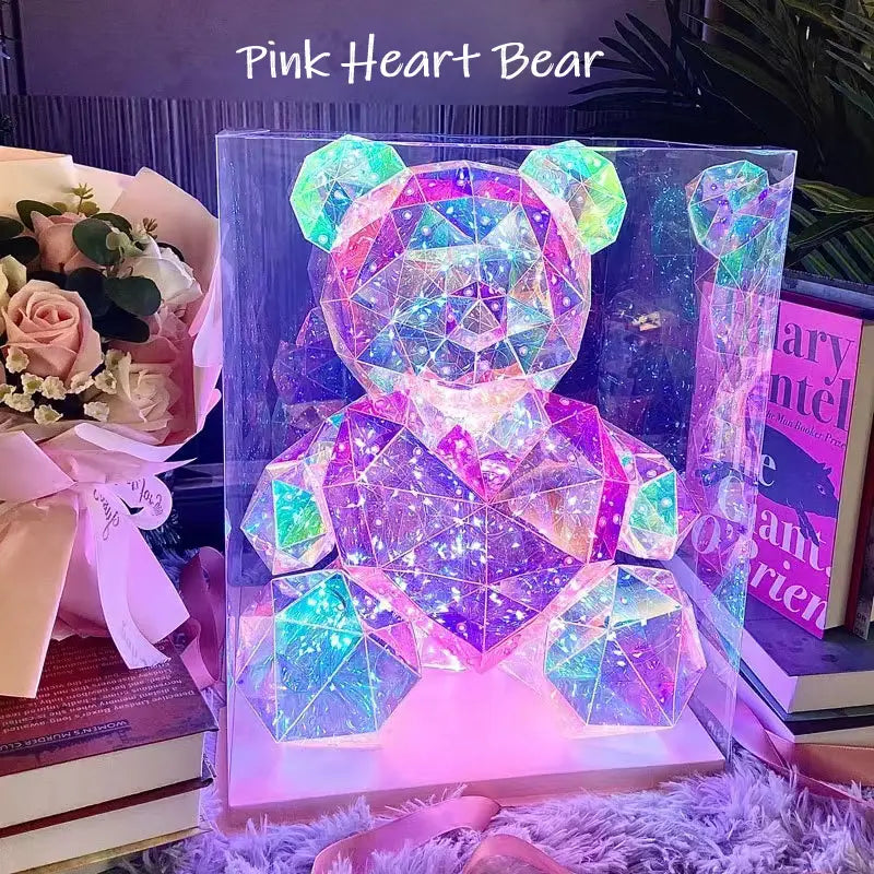 Holographic Teddy Bear Night Light - 3D LED Lamp for Kids & Adults