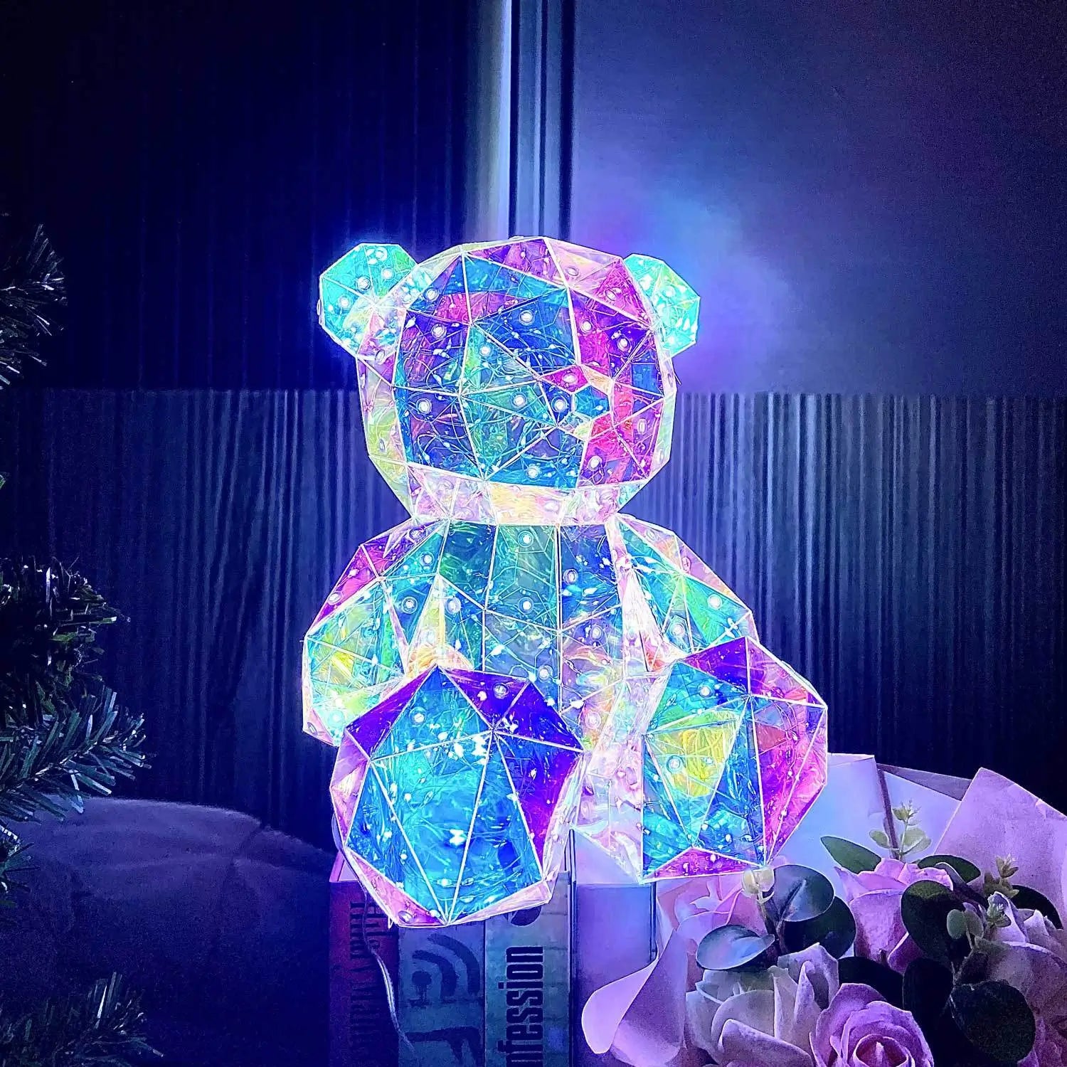 Holographic Teddy Bear Night Light - 3D LED Lamp for Kids & Adults