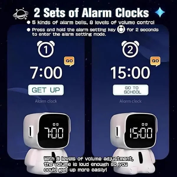 Square Astronaut Emoji Alarm Clock