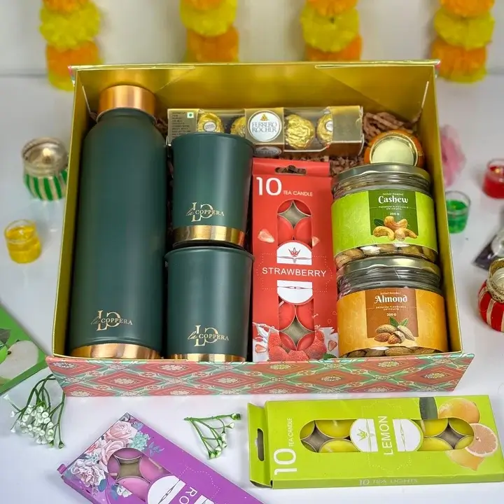 Dust Matte Finish Copper Bottle Diwali Hamper